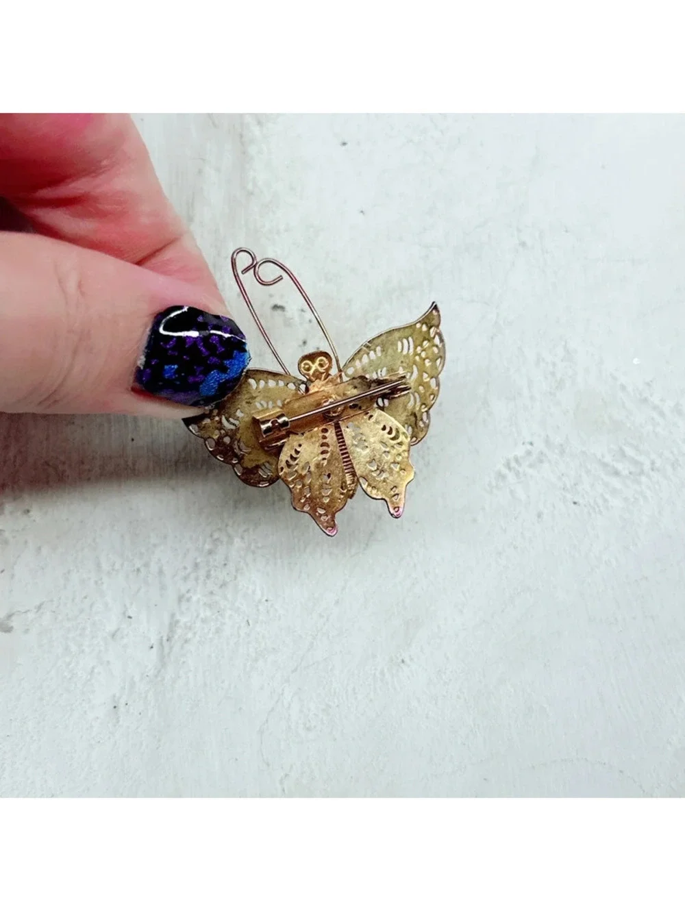 332u. Filigree Butterfly Brooch Vintage
